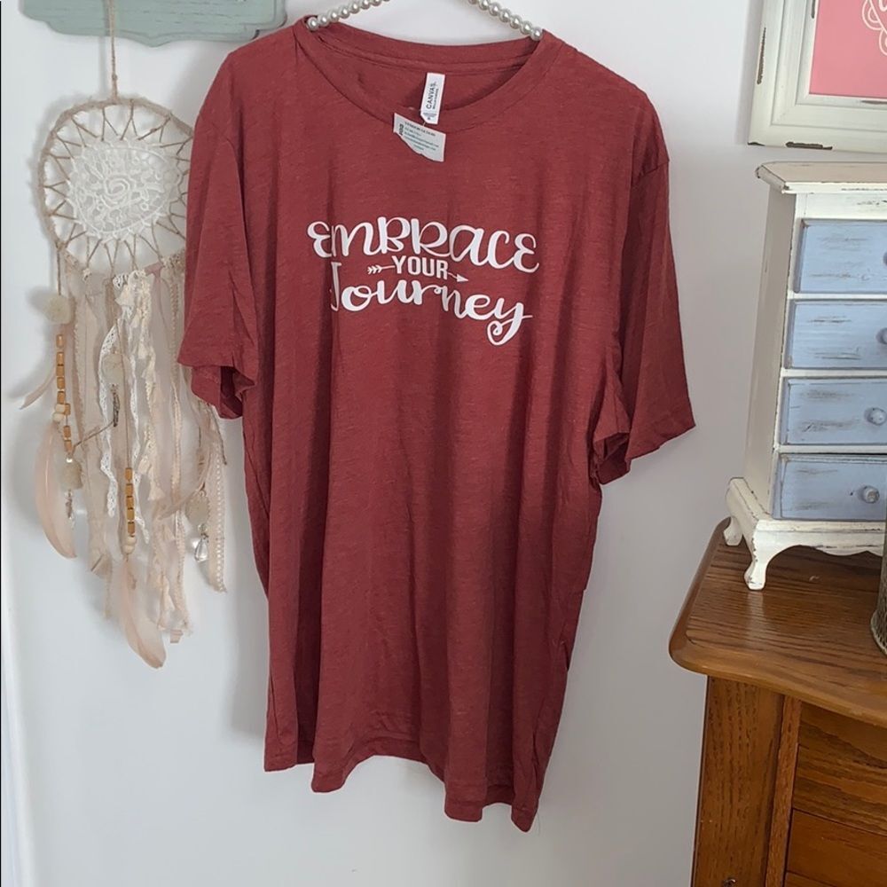NEW Bella + Canvas Embrace Your Journey Graphic Tee Tri-Blend Rust XL